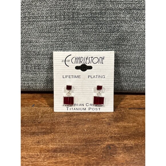 Charlestone Jewelry - Charlestone Austrian Crystal Red Drop Earrings With Titanium Post